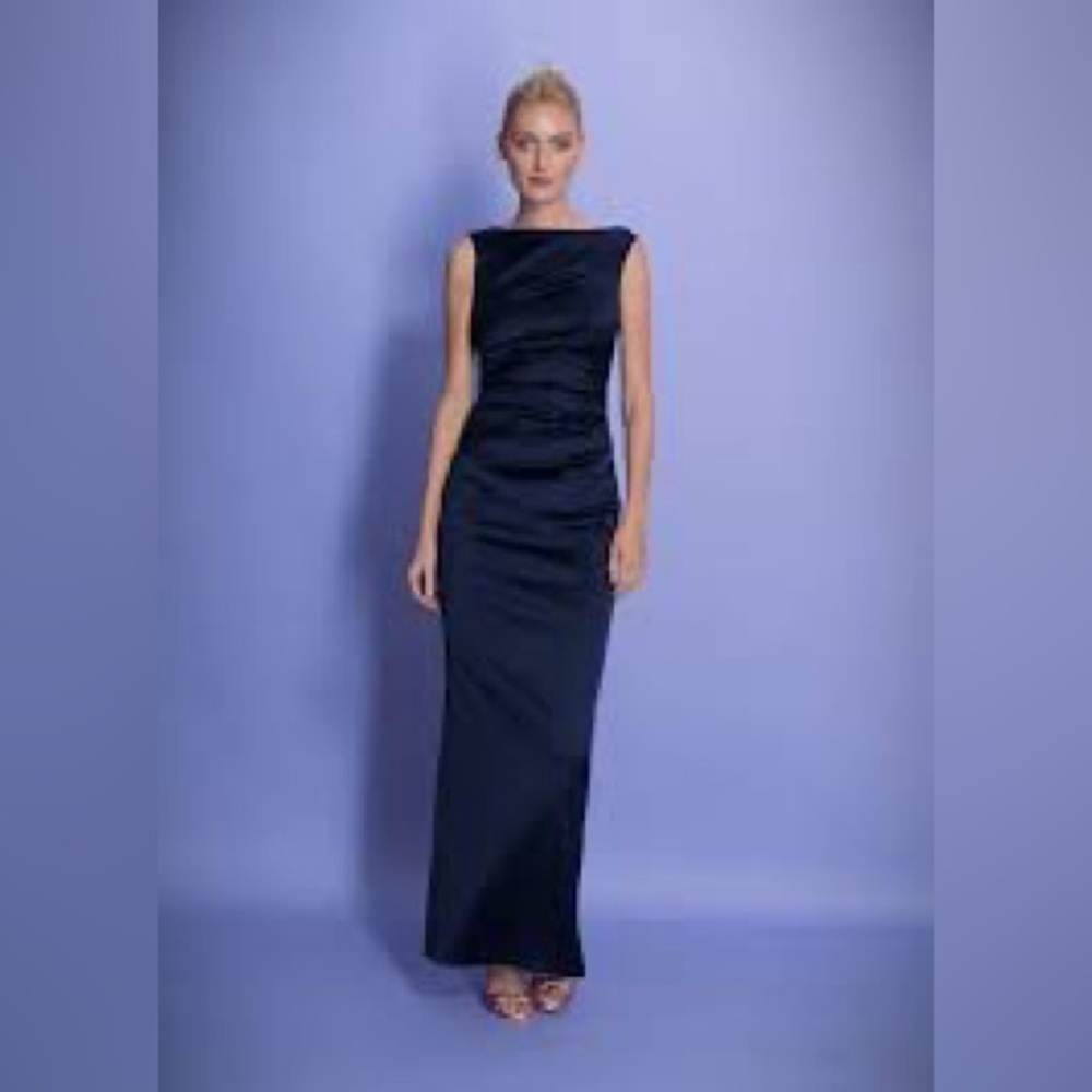 Lovely, elegant, navy blue short sleeve mermaid dress NWOT - Picture 5 of 11
